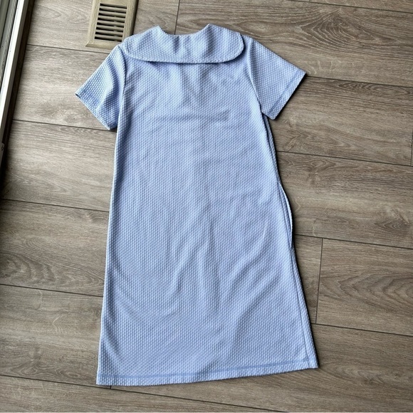 Vintage Diamond Tea Textured Zip  Up Uniform Style Mini Dress - Picture 9 of 13